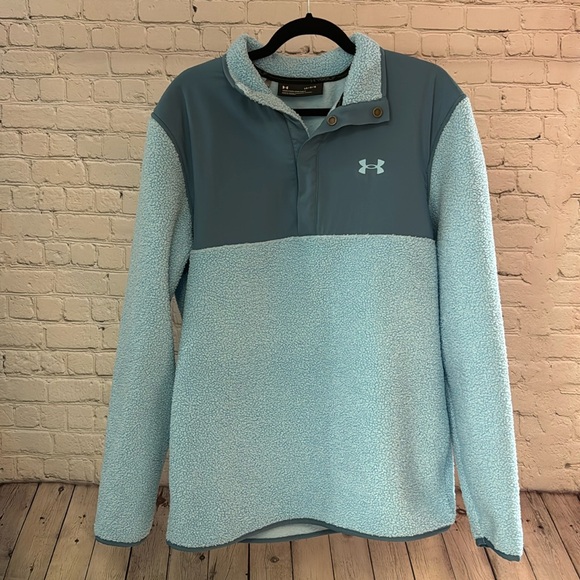 Under Armour Tops - Under Armour Blue Sherpa Half Button Sweatshirt